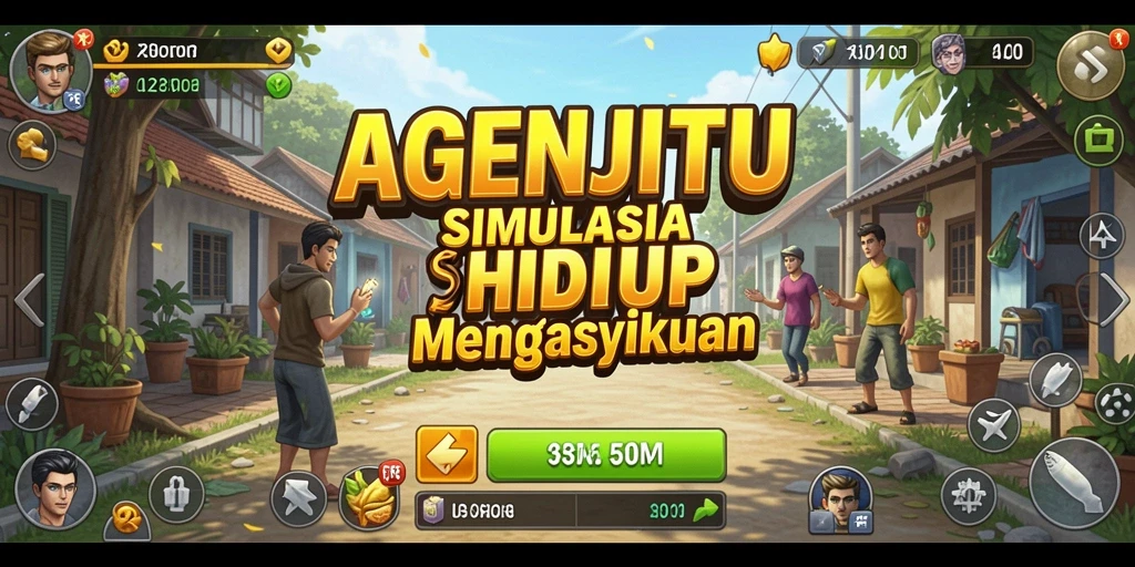 Gambaran layar utama AGENJITU menunjukkan gameplay simulasi yang menarik.