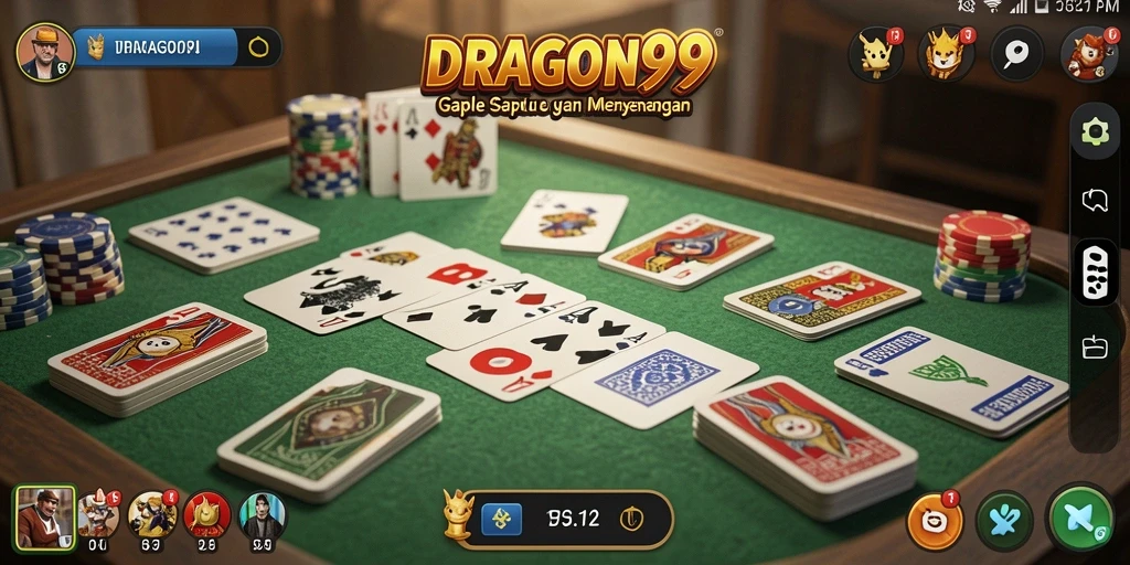 Tampilan gameplay seru dan interaktif DRAGON99 dalam permainan Gaple.