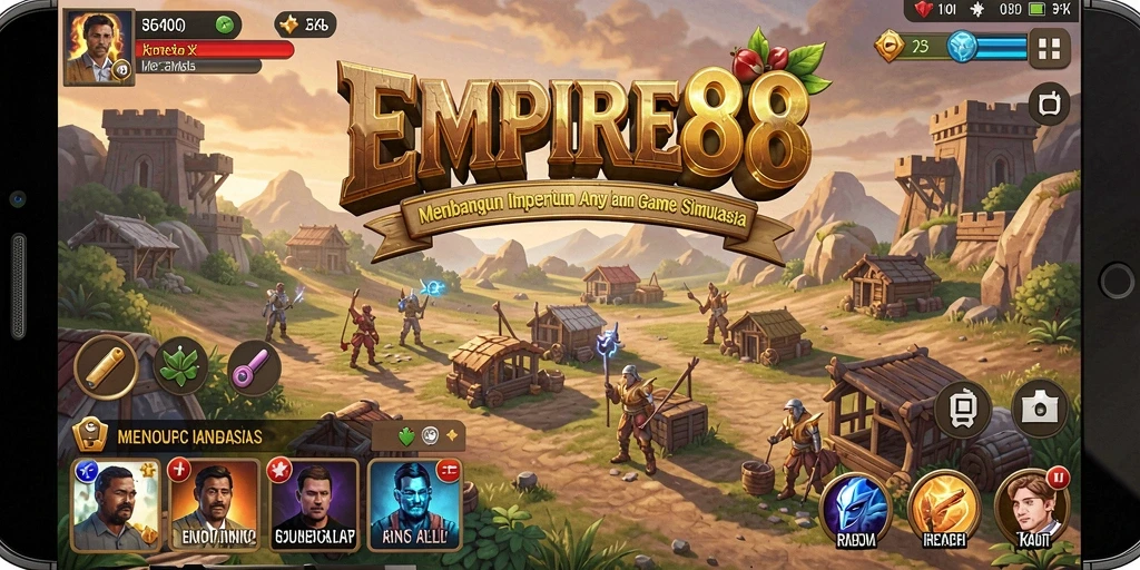 Screenshot gameplay EMPIRE88 yang menampilkan pembangunan kerajaan.