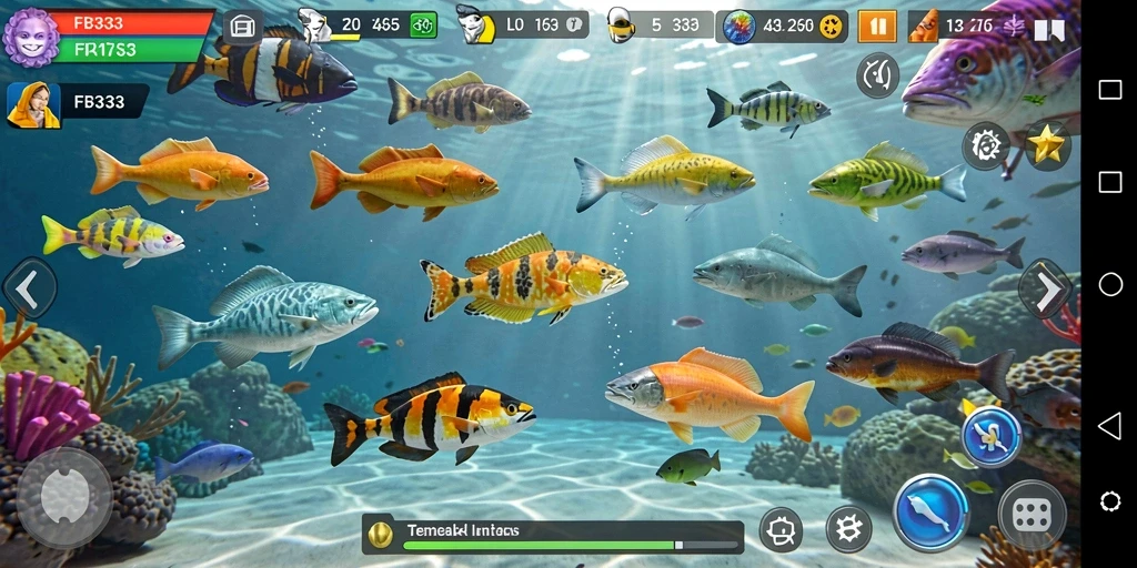 Screenshot gameplay seru dari FB333, menampilkan aksi tembak ikan.