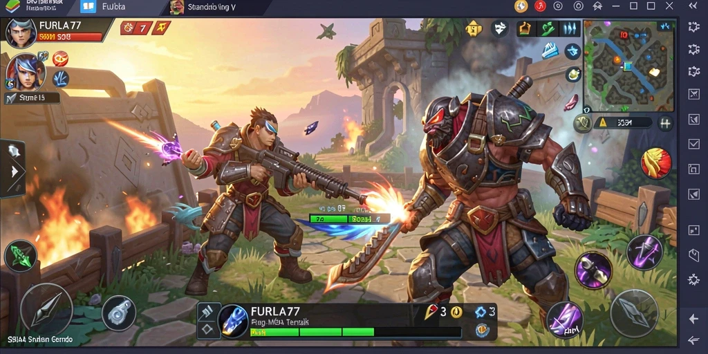 Tampilan menarik dari gameplay FURLA77 dalam pertempuran MOBA.