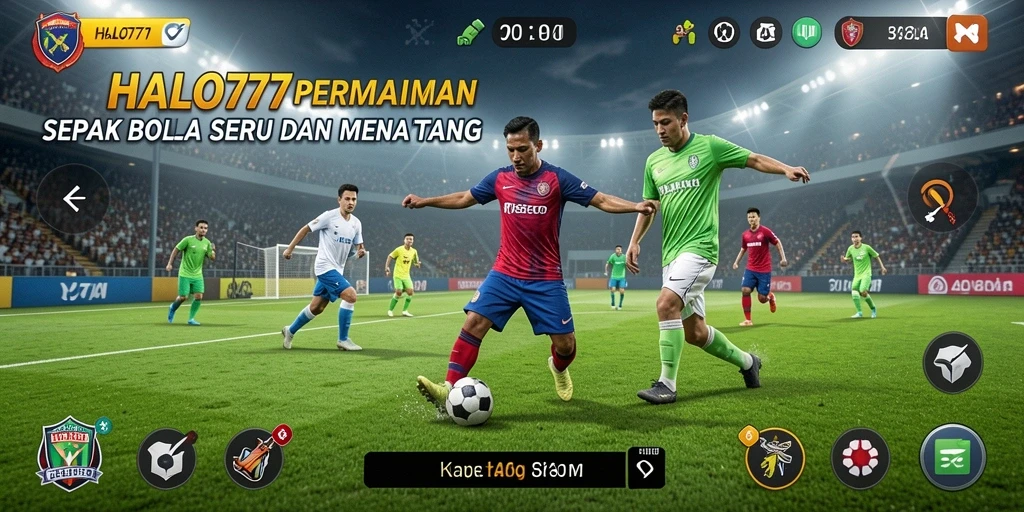 Tampilan gameplay seru dalam HALO777 dengan aksi sepak bola nyata.