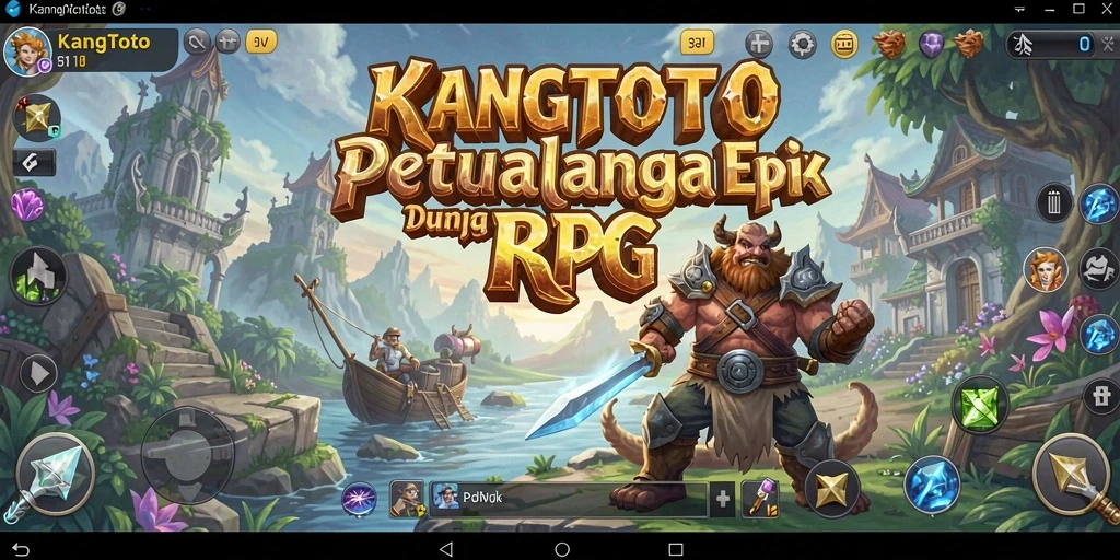 Screenshot gameplay KANGTOTO yang menunjukkan pertarungan epik RPG.