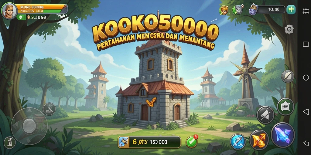Tampilan menarik dari gameplay Tower Defense KOKO5000.
