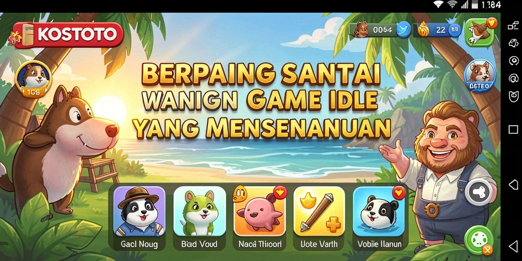 Tampilan gameplay KOSTOTO yang menarik dengan aksi karakter yang otomatis.
