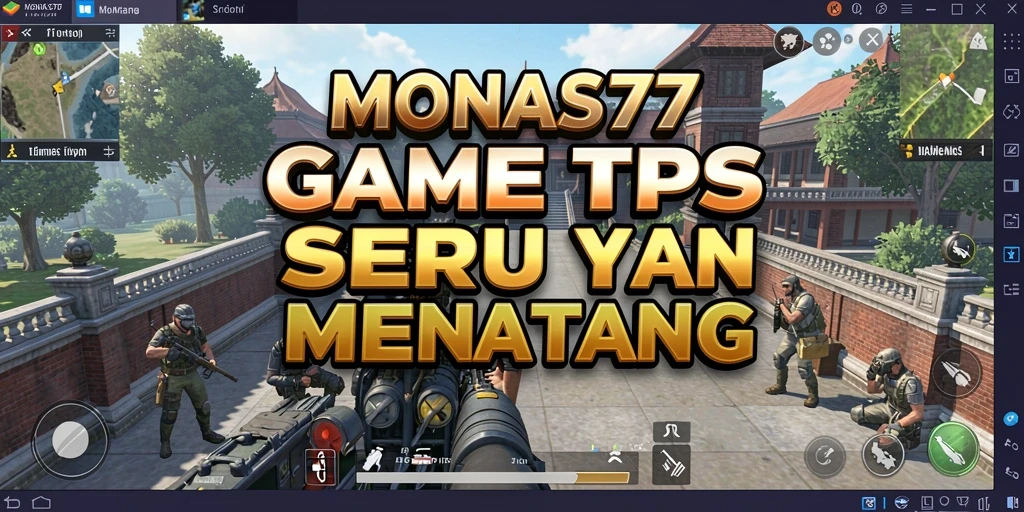 Screenshot MONAS77 menampilkan aksi intens dalam game TPS.