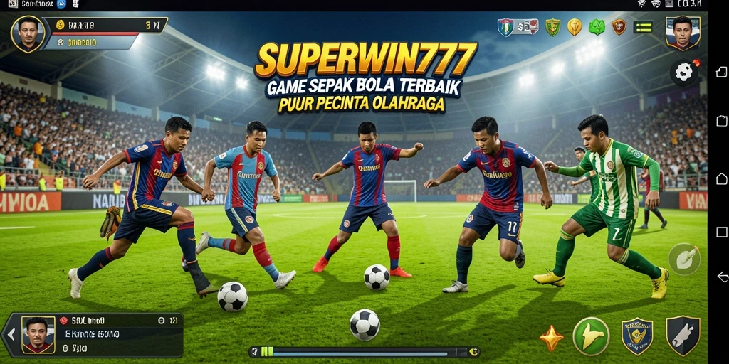 Screenshot gameplay <strong>SUPERWIN777</strong> yang menunjukkan aksi sepak bola seru.