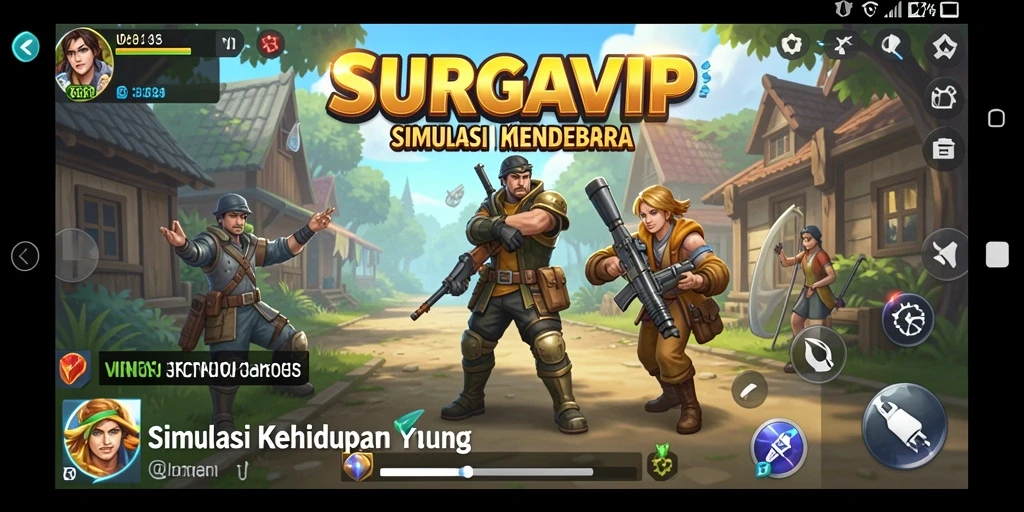 Screenshot gameplay SURGAVIP yang menampilkan interaksi karakter dalam simulasi.