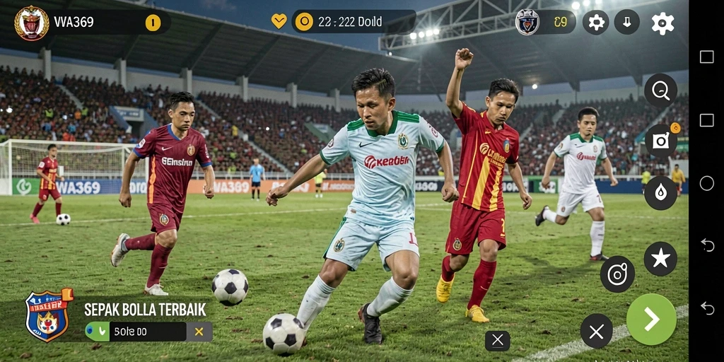 Tangkapan layar gameplay <strong>WA369</strong> dengan aksi pertandingan sepak bola.